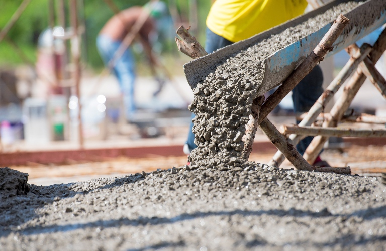 ready mix concrete at construction site