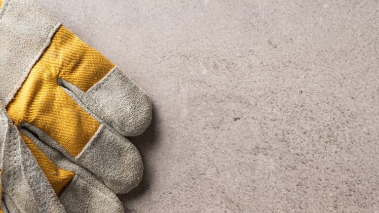 work glove on concrete